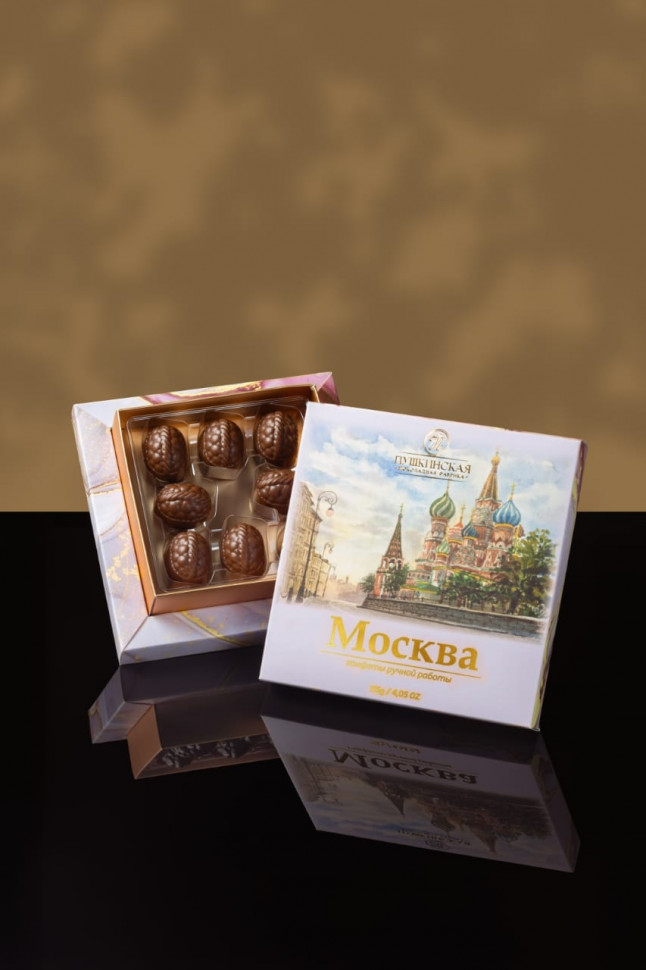  Пушкинская фабрика Конфеты Фундук-Малина (Москва), 115г(розовая коробка) в Бийске
