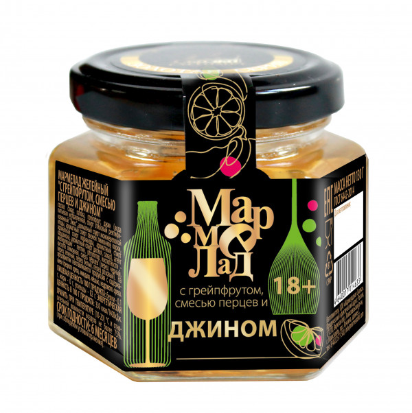 №2 Мармелад в банке "С грейпфрутом, смесью перцев и джином" 130г (18+)  в Бийске