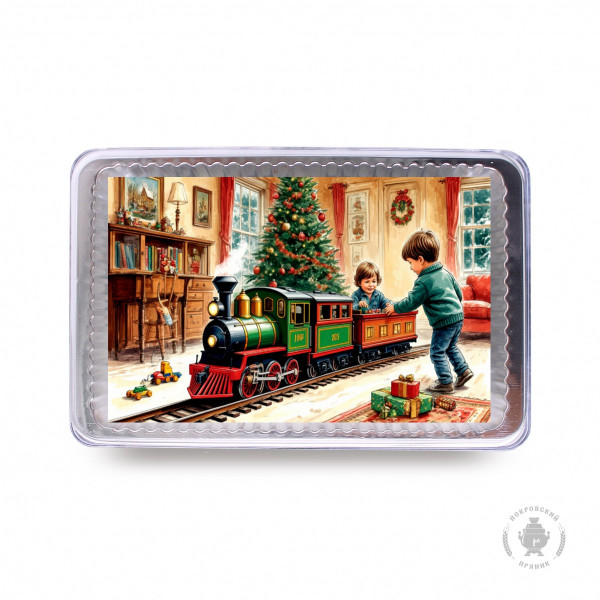 №1 Пряник 600г новогодний Дети и паровоз(в подарочной пластиковой упаковке)  в Бийске